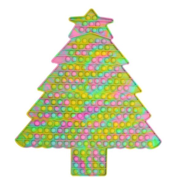 Kids Jumbo XL Giant Christmas Tree Multicolor Pop it Fidget Toy Popper 19.5” NEW - Picture 1 of 4